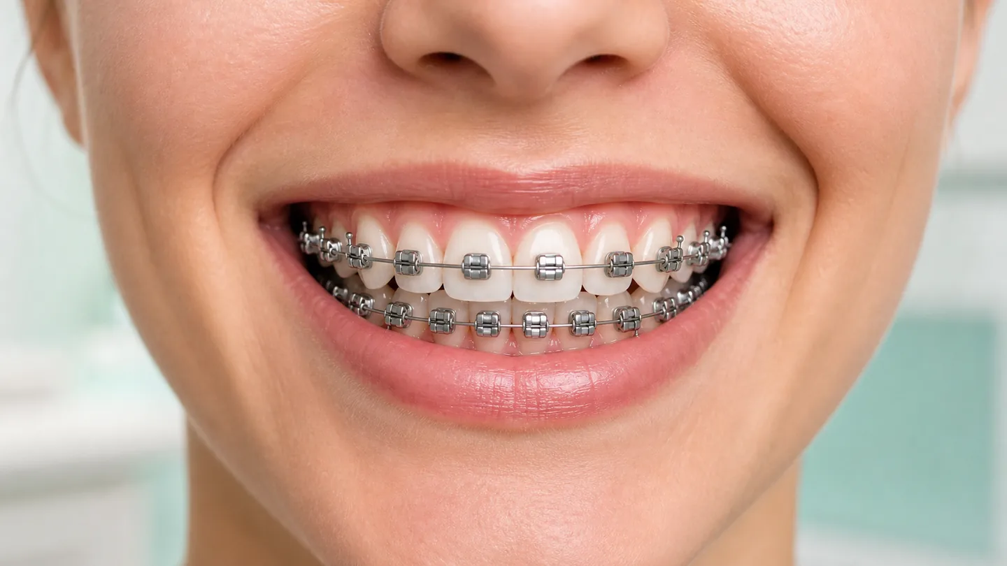 Modelo odontológico com aparelho autoligado nos dentes